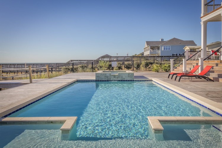 COncrete pavers installed in a pool