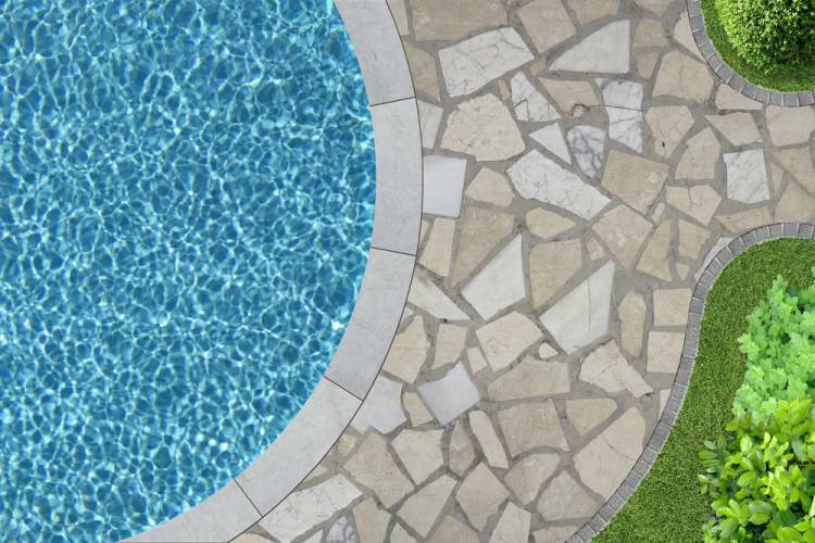 Concrete pavers on pool deck