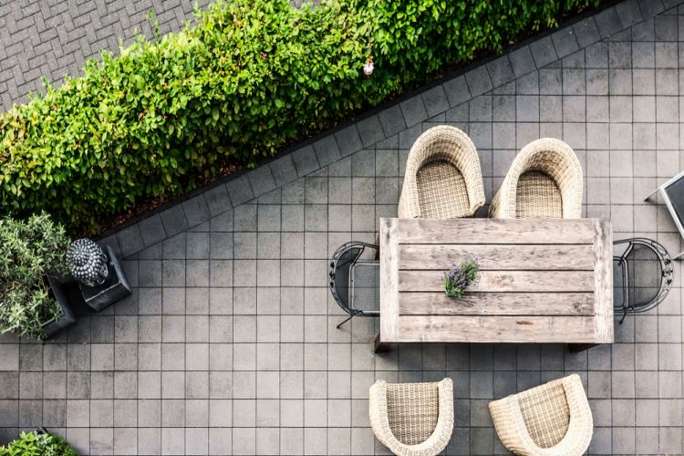 Natural stone paver sitting area